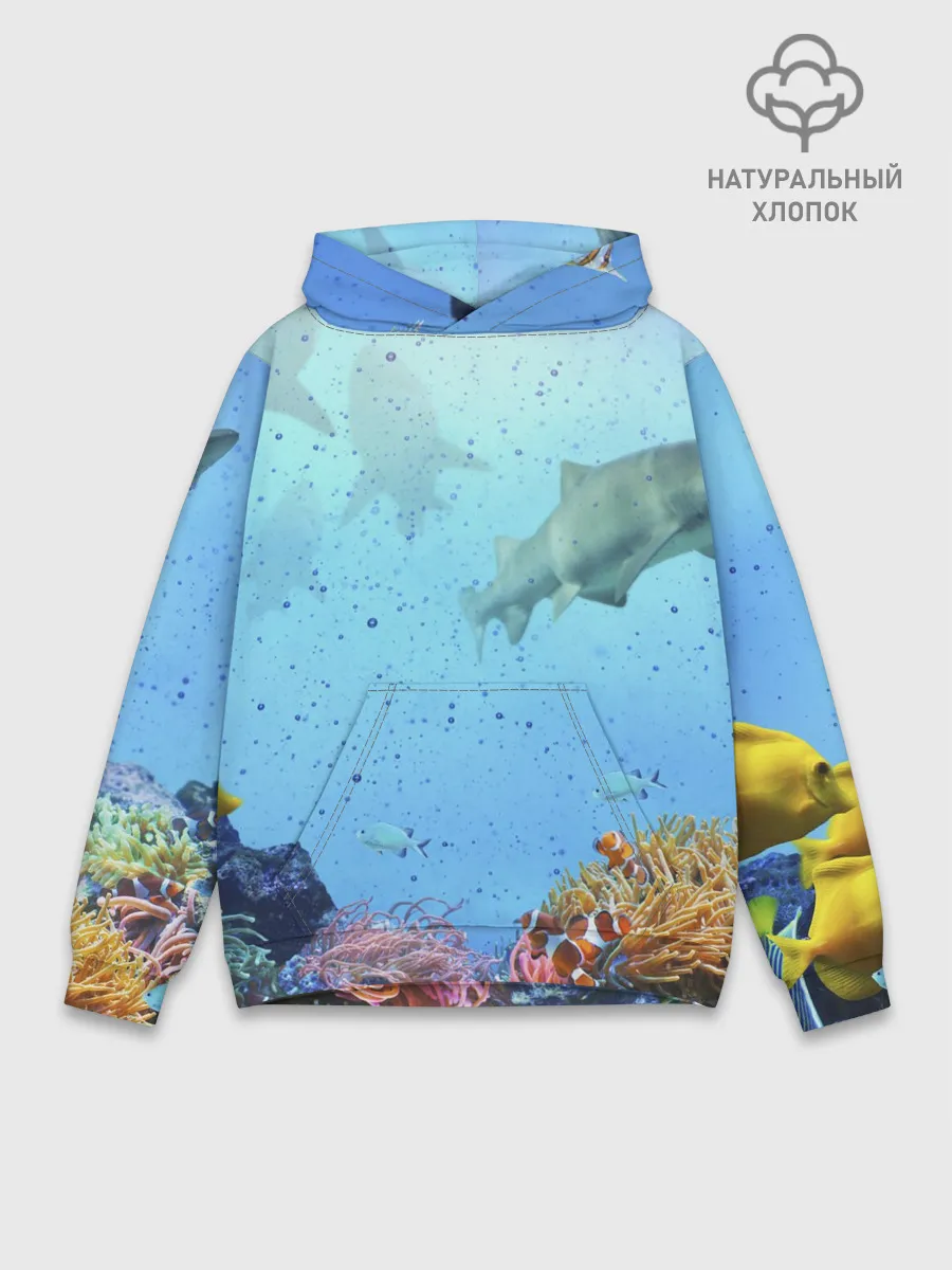 Худи мужской база хлопок / акулы