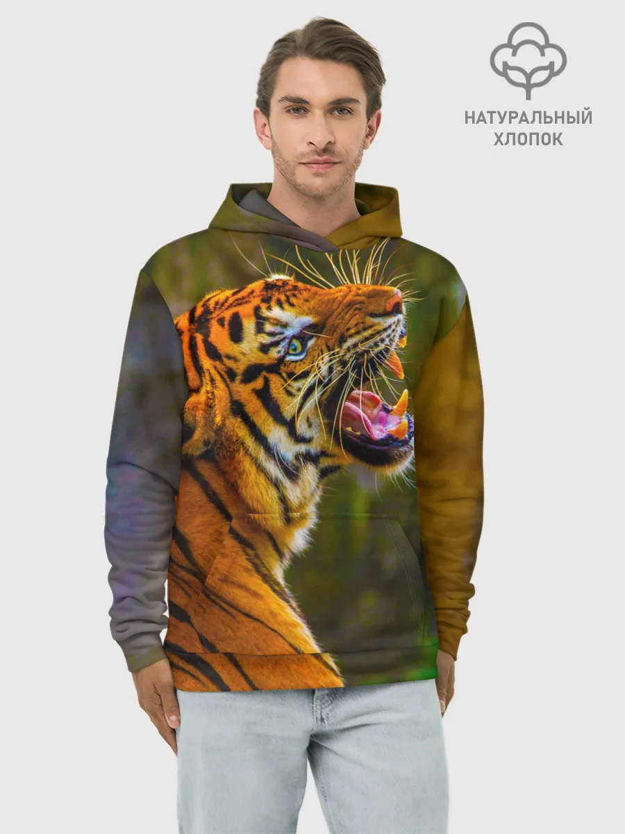 Худи мужской база хлопок / Тигр 3D