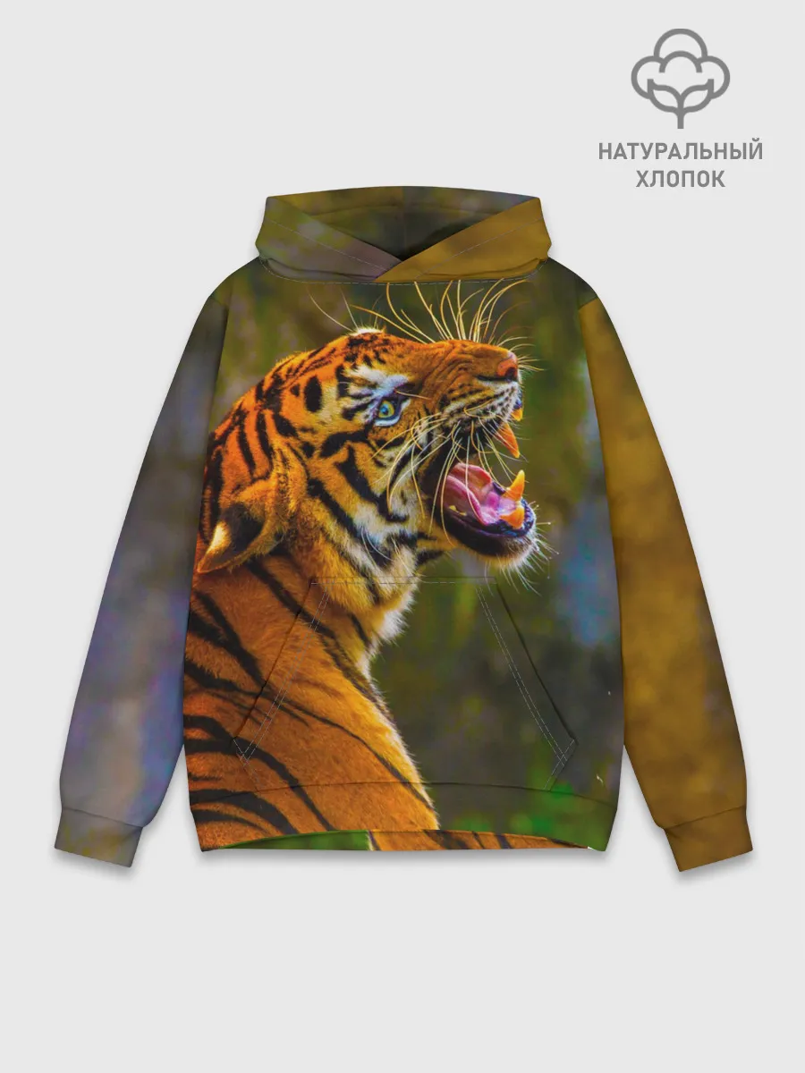 Худи мужской база хлопок / Тигр 3D
