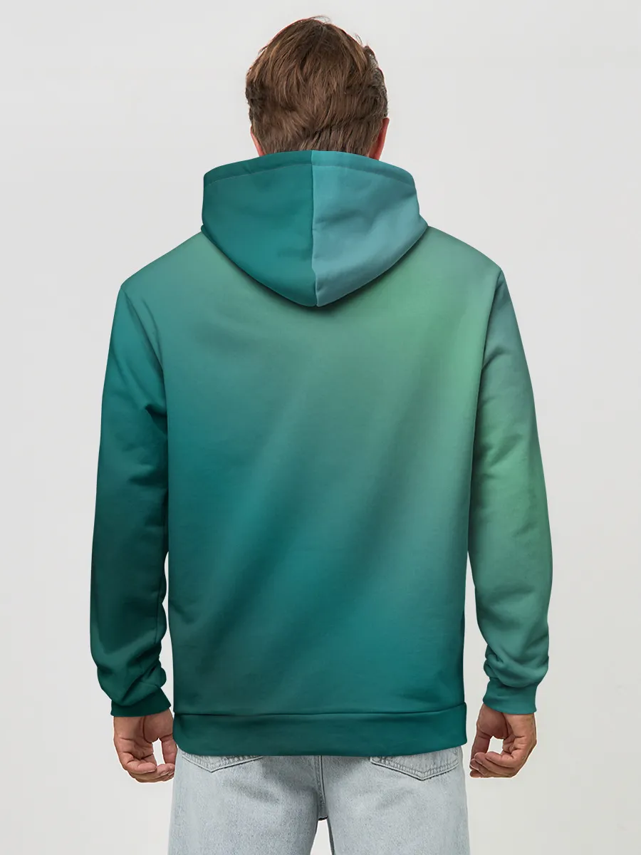 Худи мужской база хлопок / Инопланетяша на зеленом фоне