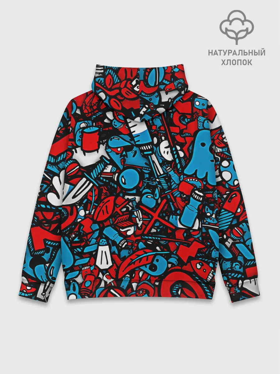 Худи мужской база хлопок / Красно синие безумие