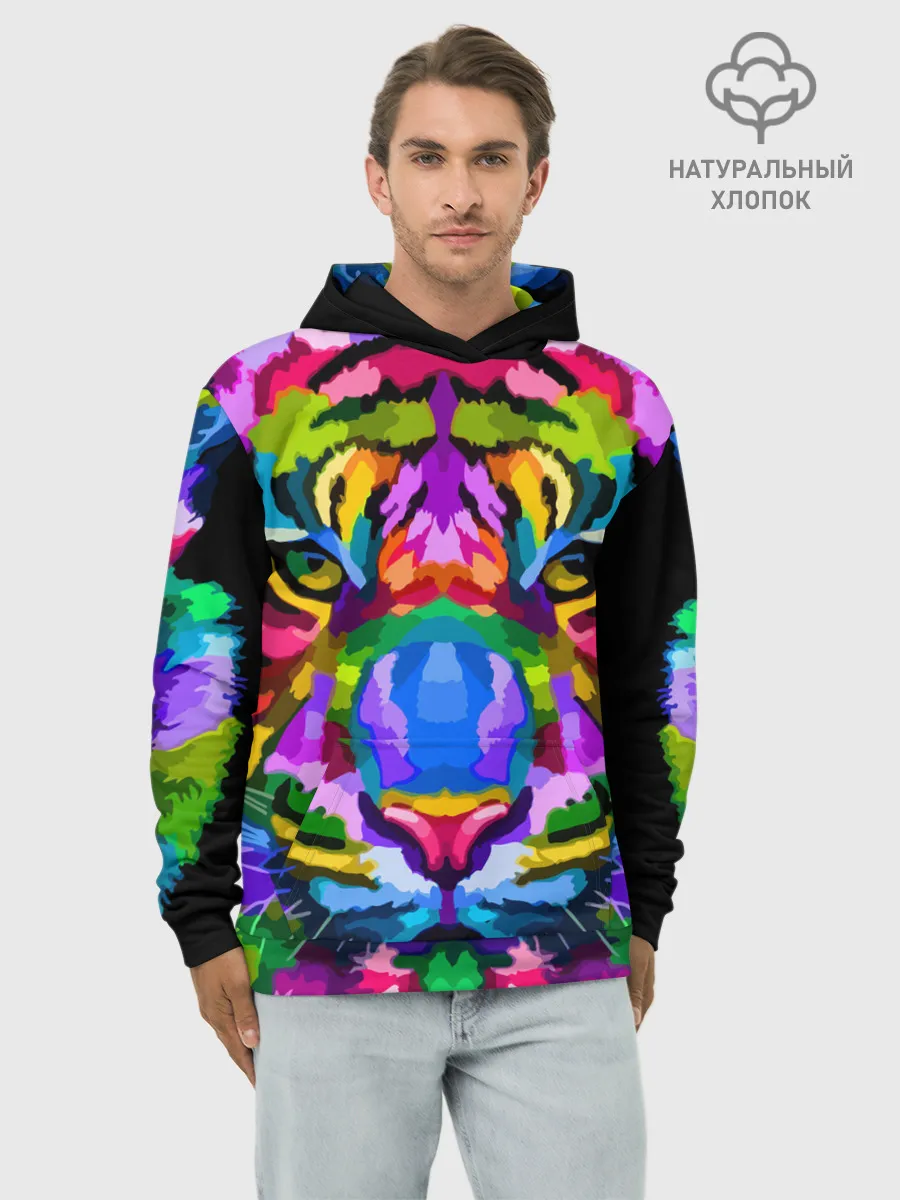Худи мужской база хлопок / Neon tiger
