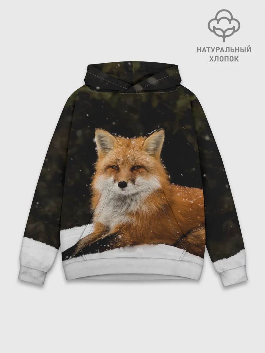 Худи мужской база хлопок / Лиса и снег