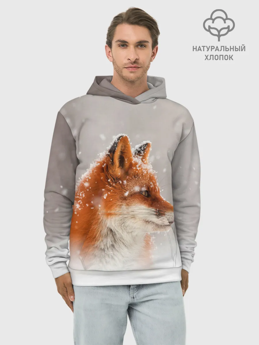 Худи мужской база хлопок / Лиса и снег