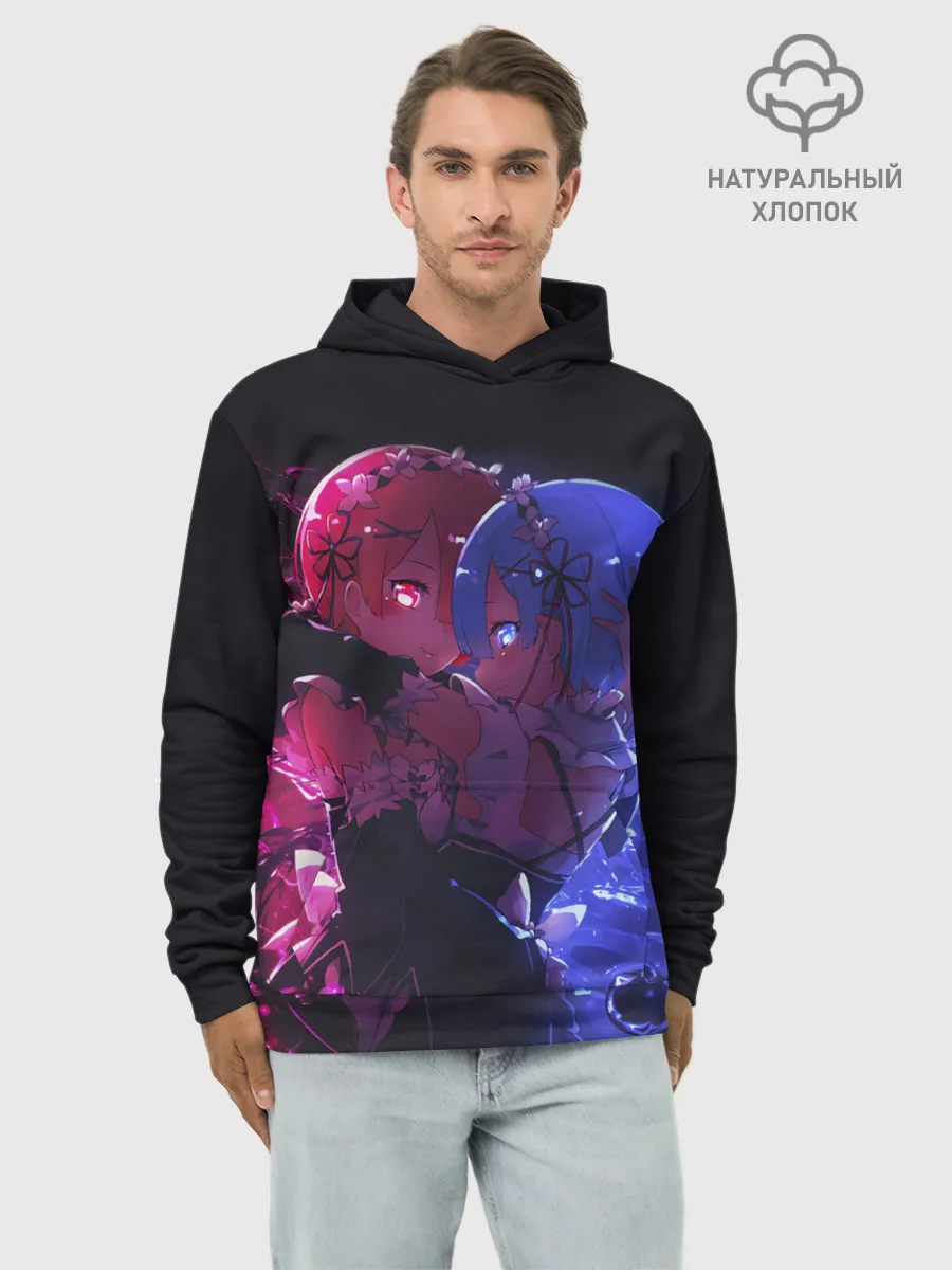 Худи мужской база хлопок / Re:Zero Rem and Ram