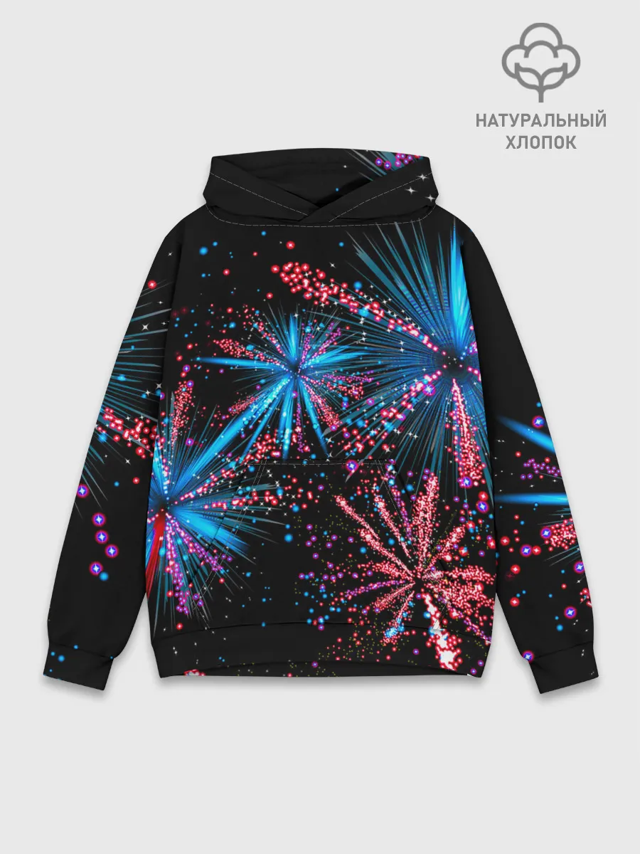 Худи мужской база хлопок / Праздничный фейерверк