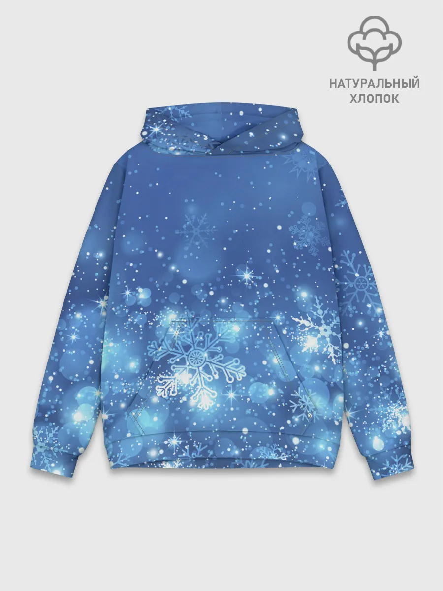 Худи мужской база хлопок / Снежинки.