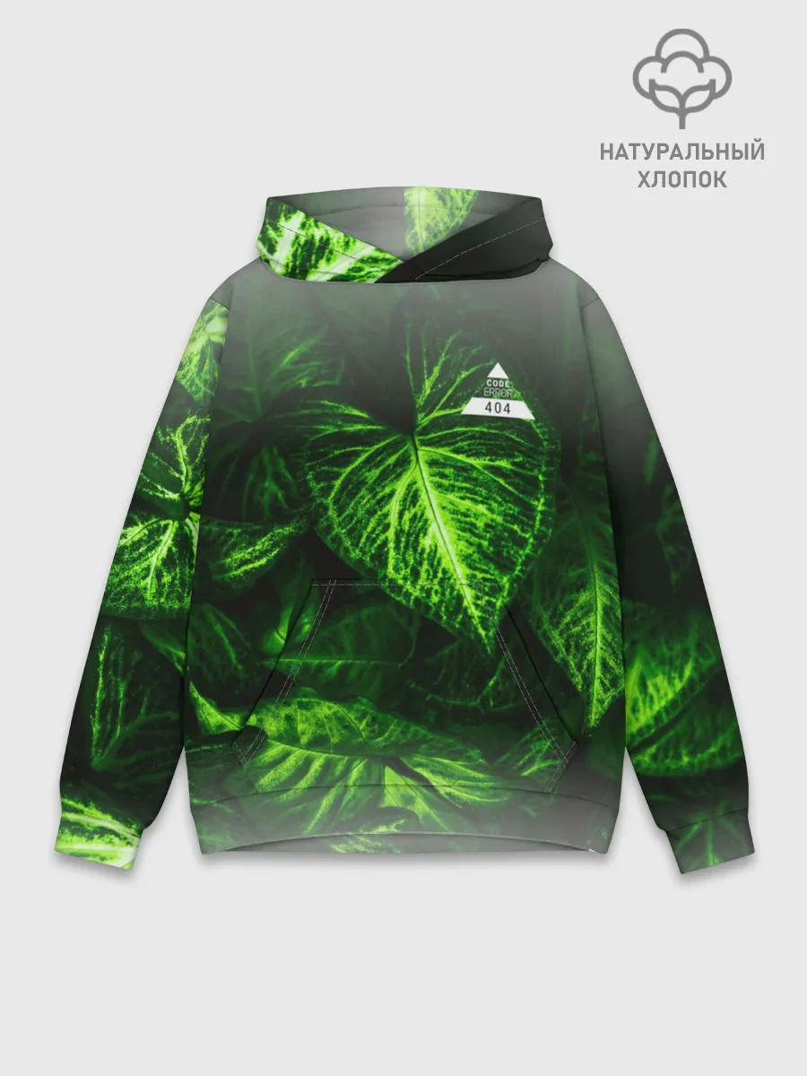 Худи мужской база хлопок / Листья зеленые CODE ERROR 404