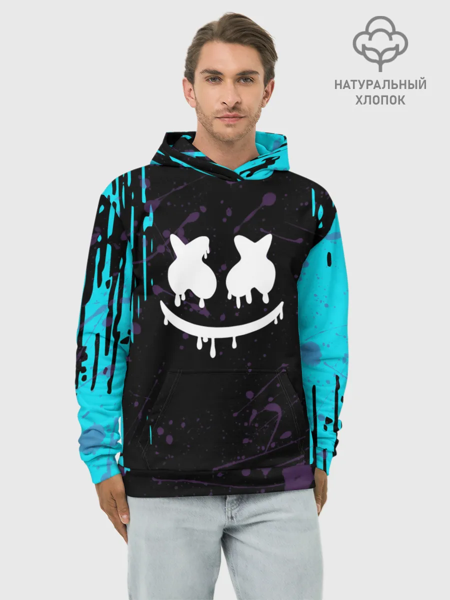 Худи мужской база хлопок / FORTNITE MARSHMELLO.