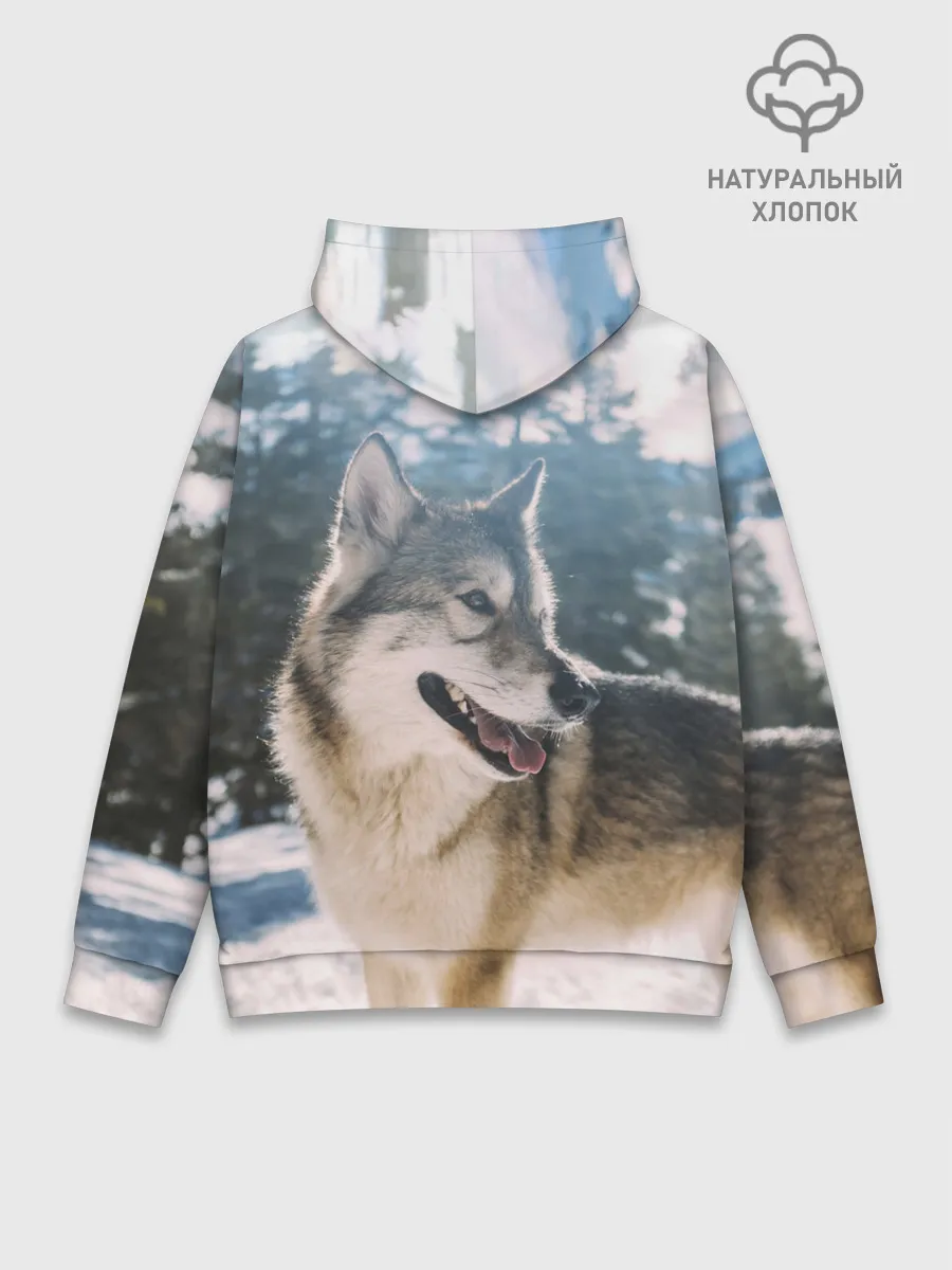 Худи мужской база хлопок / Волк и снег