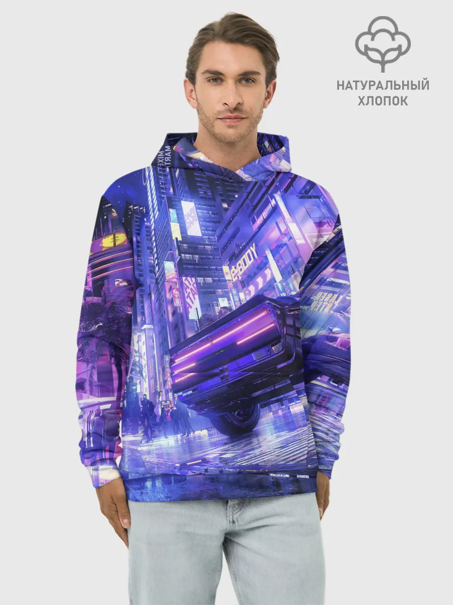 Худи мужской база хлопок / Cyberpunk city