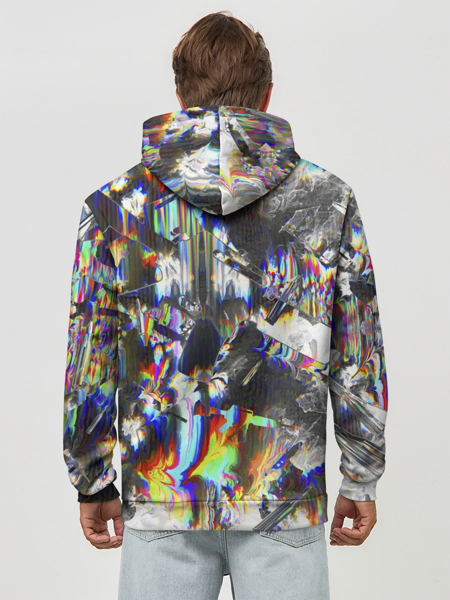 Худи мужской база хлопок / Gasoline stains abstraction