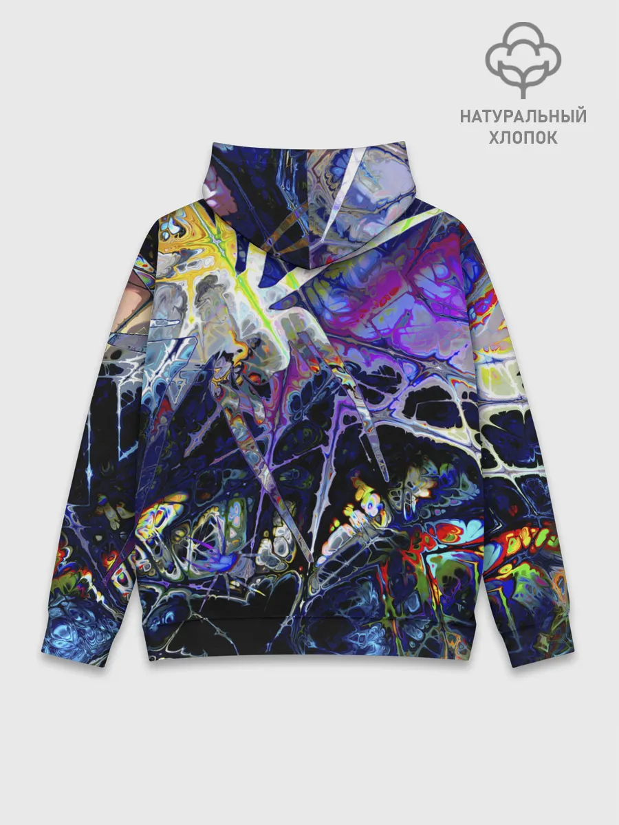 Худи мужской база хлопок / Gasoline stains abstraction