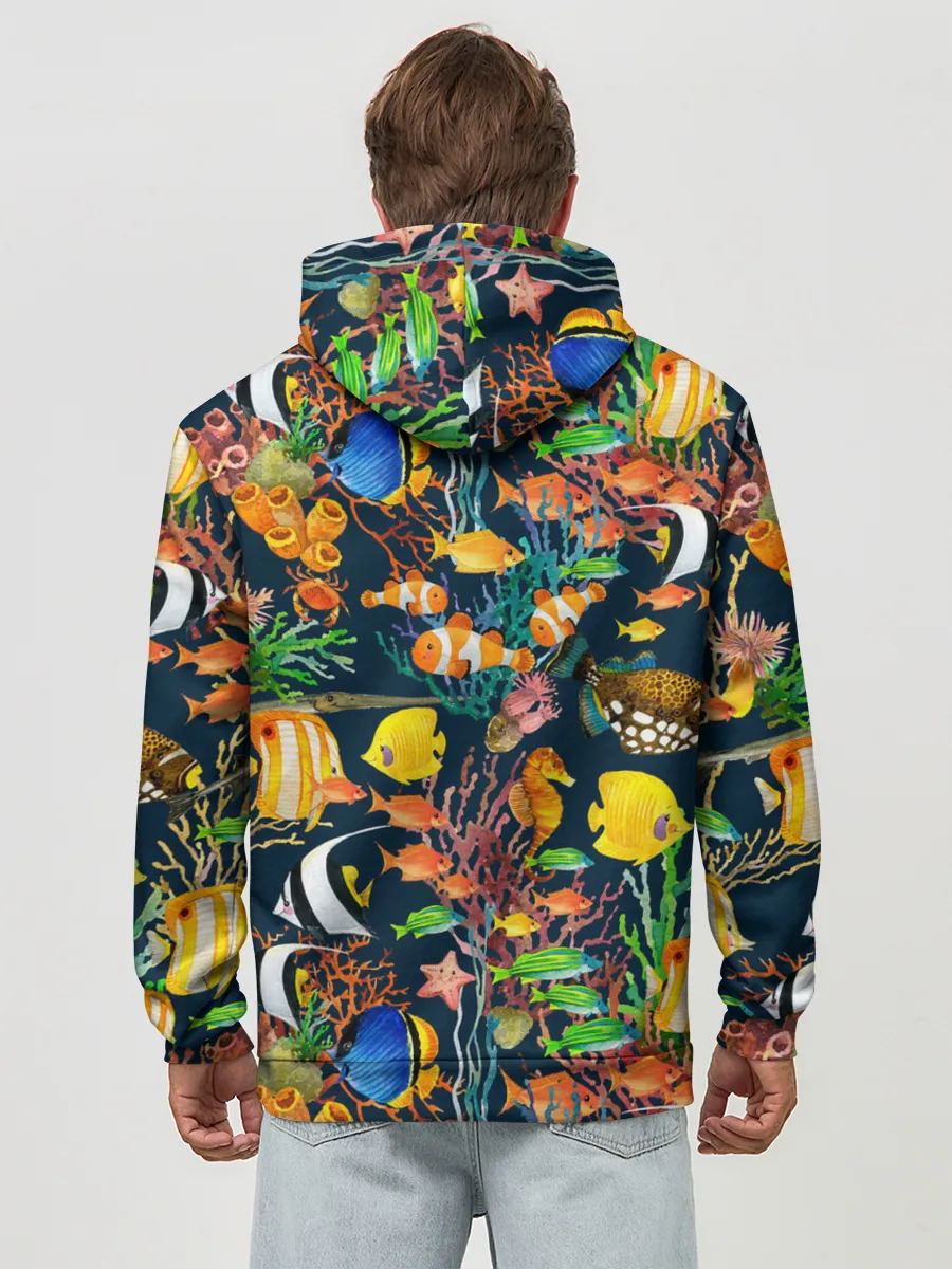 Худи мужской база хлопок / Морской мир