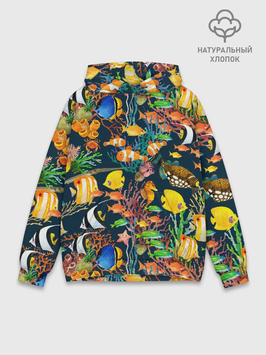Худи мужской база хлопок / Морской мир