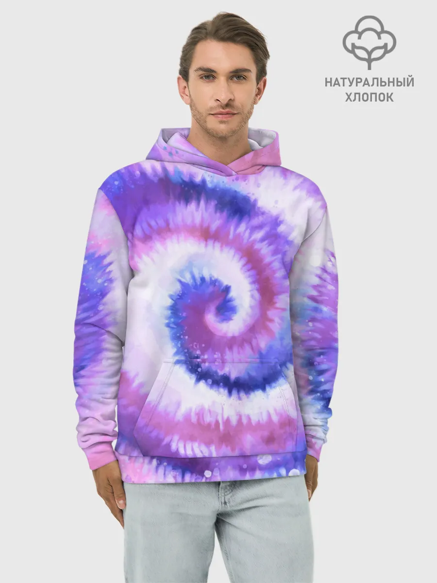Худи мужской база хлопок / TIE-DYE PURPLE