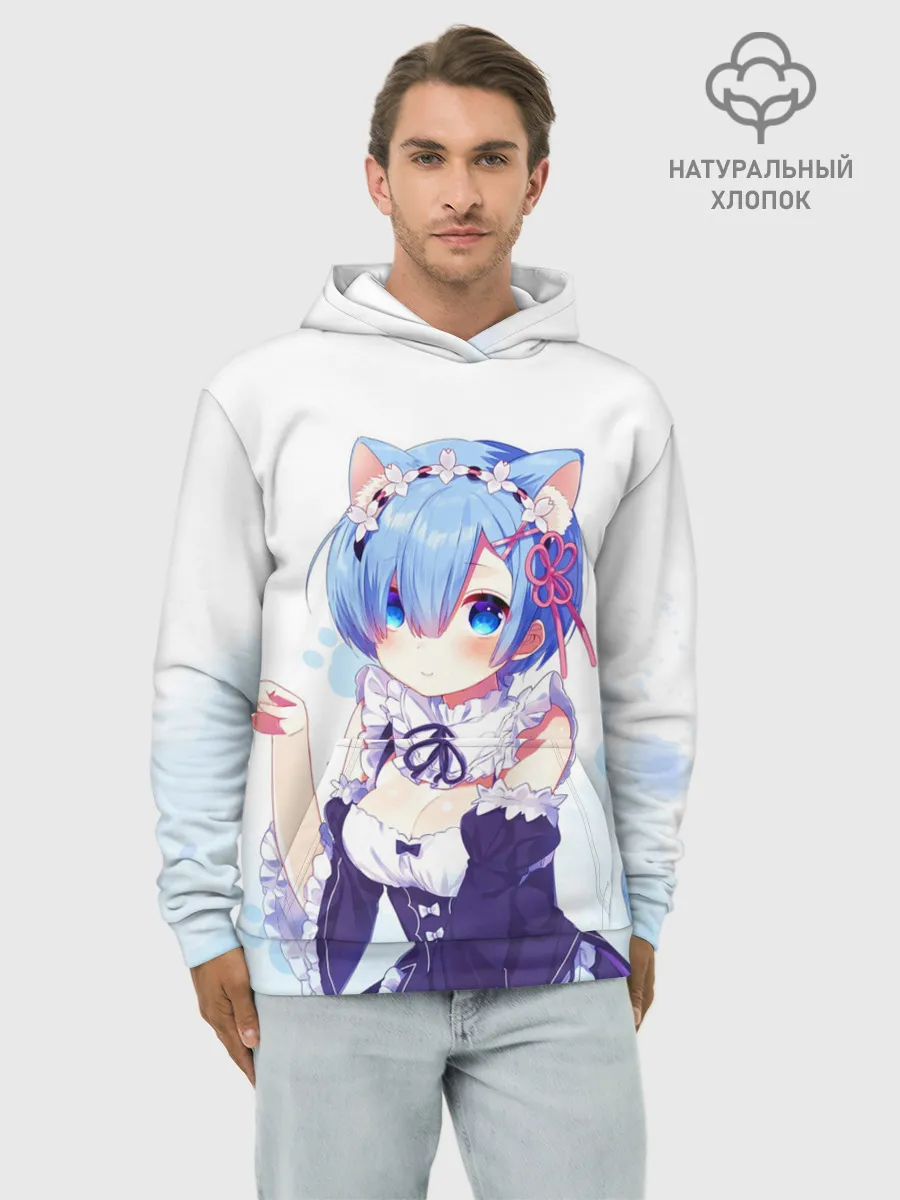 Худи мужской база хлопок / Re:Zero, Рем