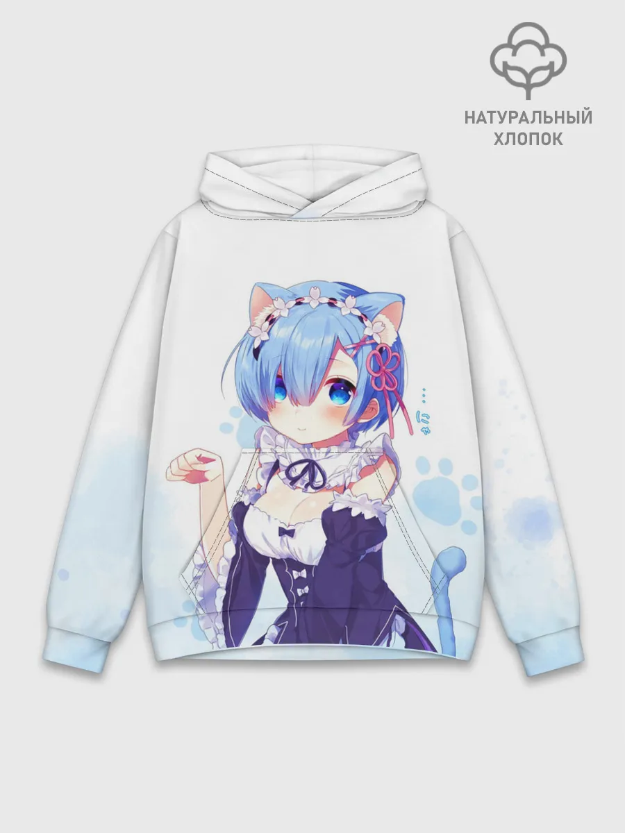 Худи мужской база хлопок / Re:Zero, Рем