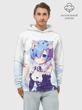 Худи мужской база хлопок / Re:Zero, Рем