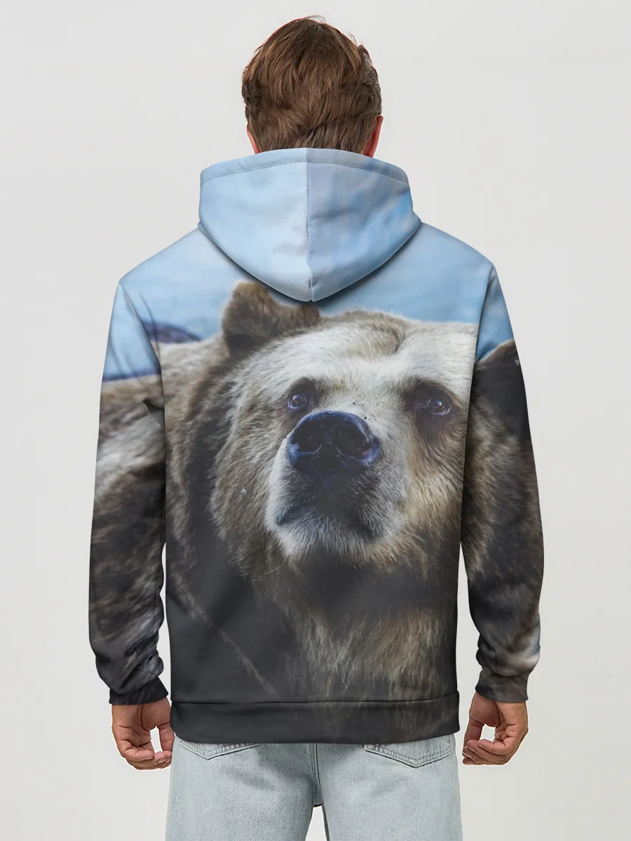 Худи мужской база хлопок / Гризли