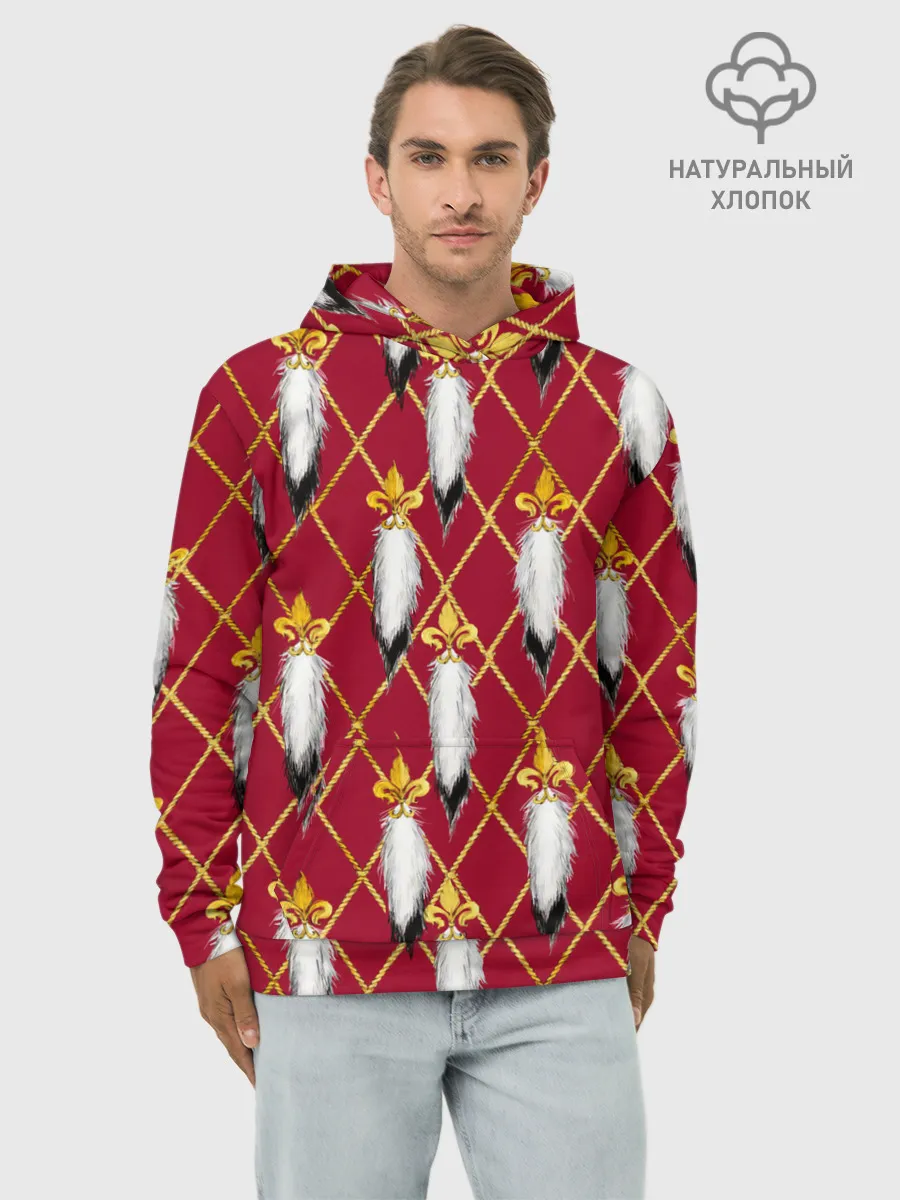 Худи мужской база хлопок / Tassels red gold 3D space