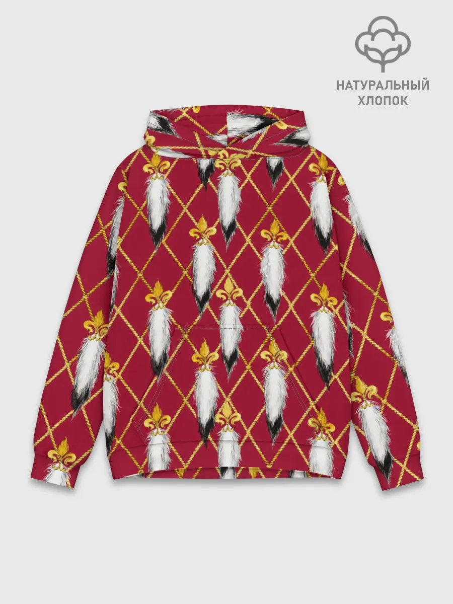Худи мужской база хлопок / Tassels red gold 3D space