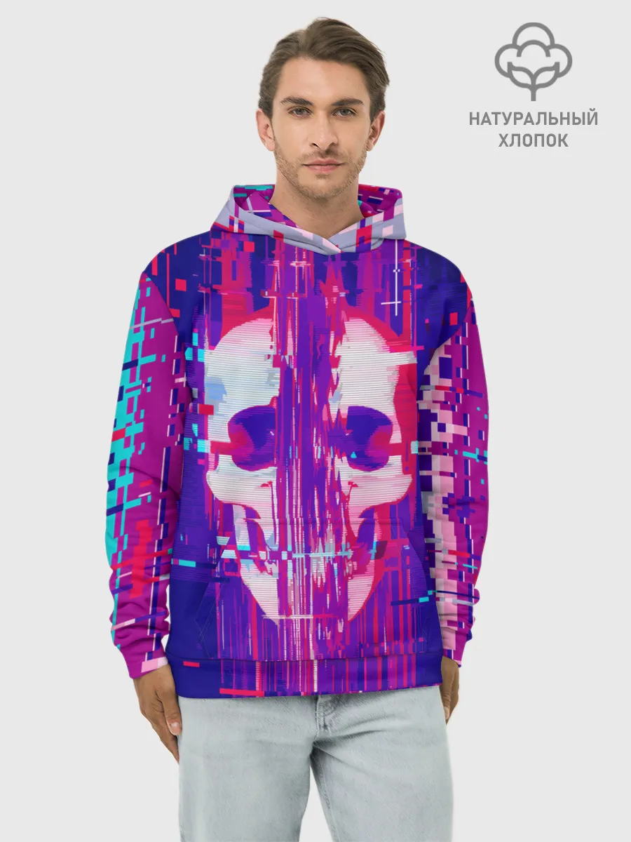 Худи мужской база хлопок / Skull glitch