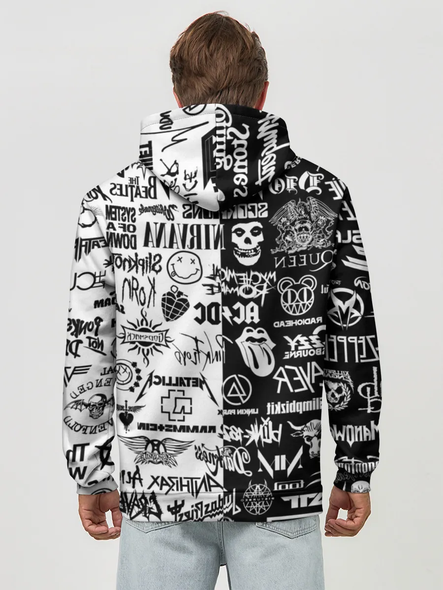 Худи мужской база хлопок / Эмблемы Рок Групп