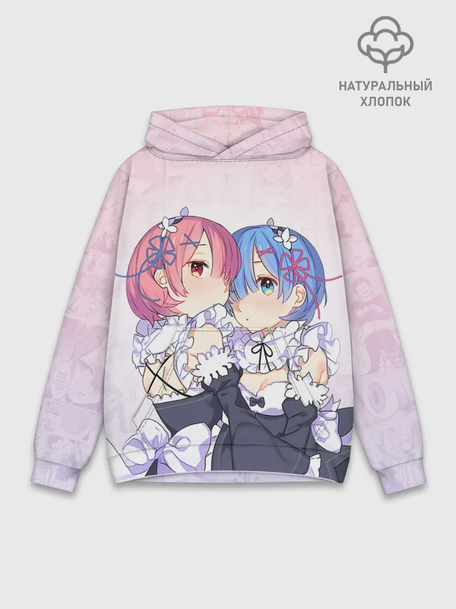 Худи мужской база хлопок / Re:Zero, Рам и Рем
