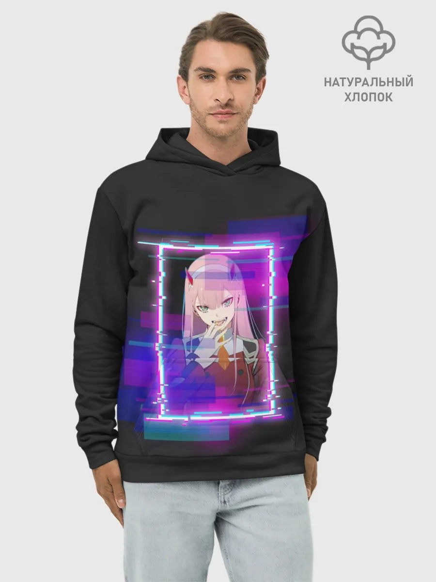 Худи мужской база хлопок / Ноль Два. Неоновая Рамка