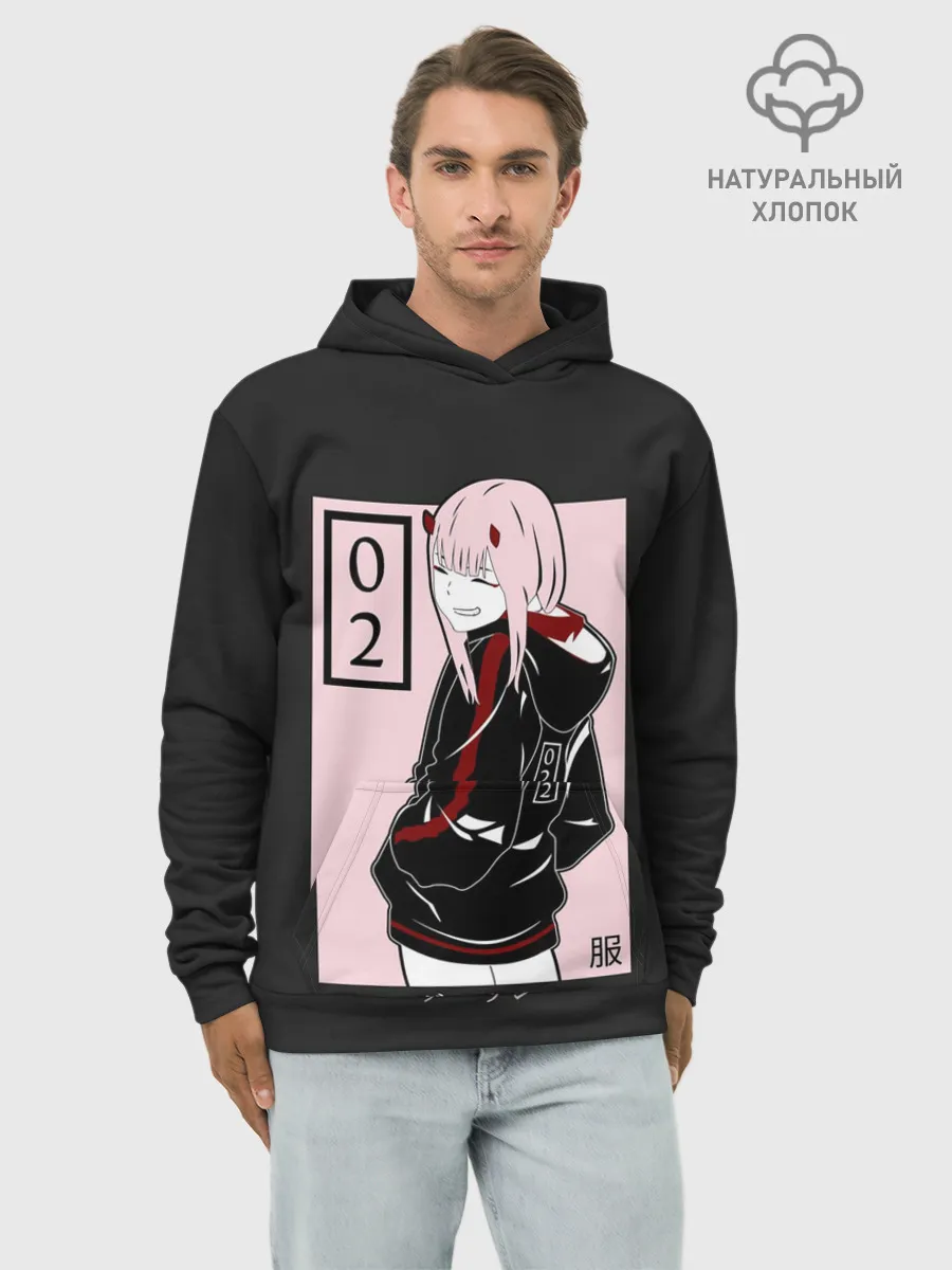 Худи мужской база хлопок / Zero Twos smile