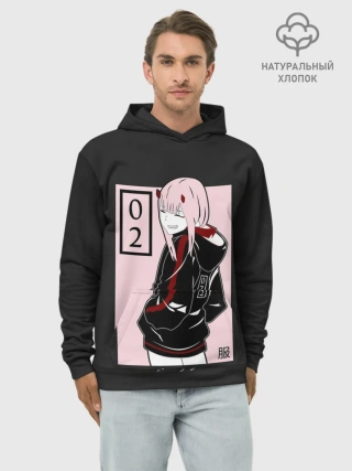 Худи мужской база хлопок / Zero Twos smile