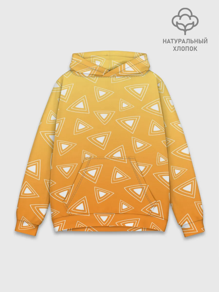 Худи мужской база хлопок / Kimetsu no yaiba оранжевый паттерн