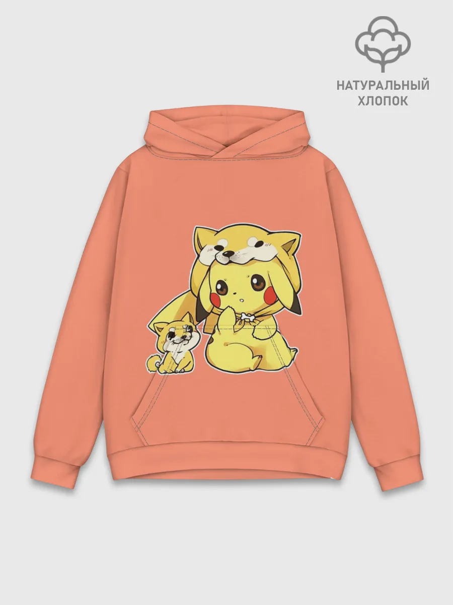 Худи мужской база хлопок / Pikachu Pika Pika