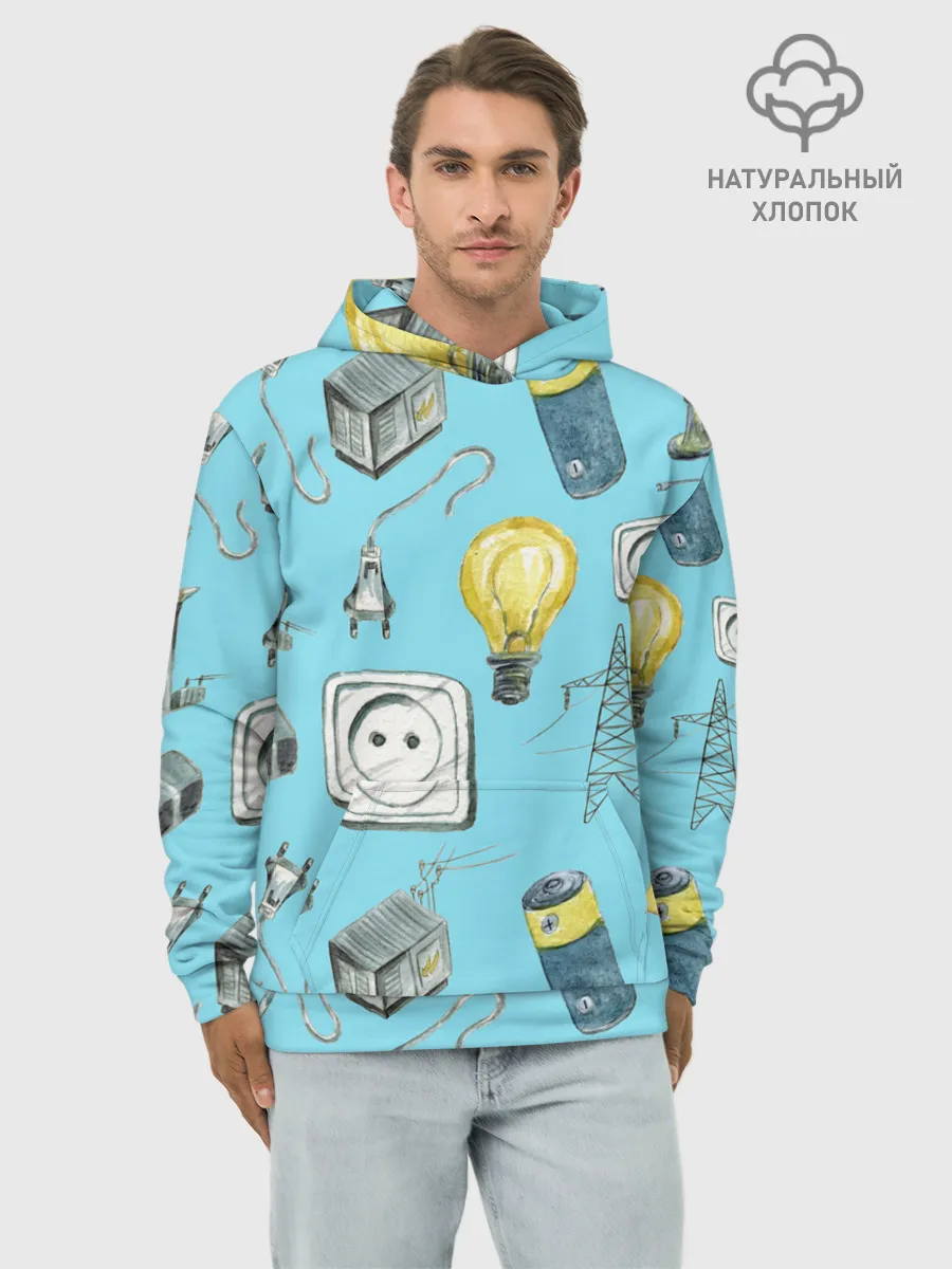 Худи мужской база хлопок / Electricity and wires
