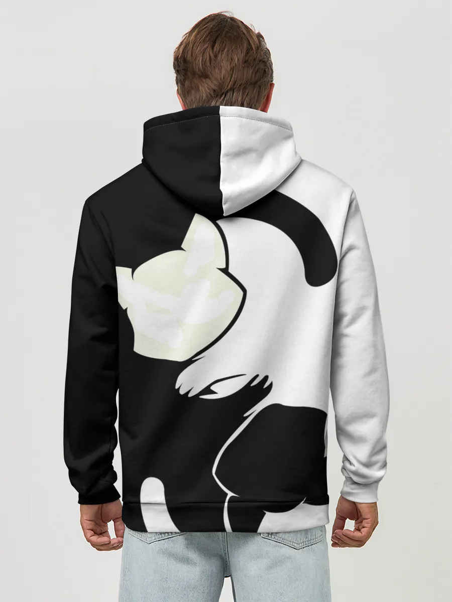 Худи мужской база хлопок / Инь и Янь котики