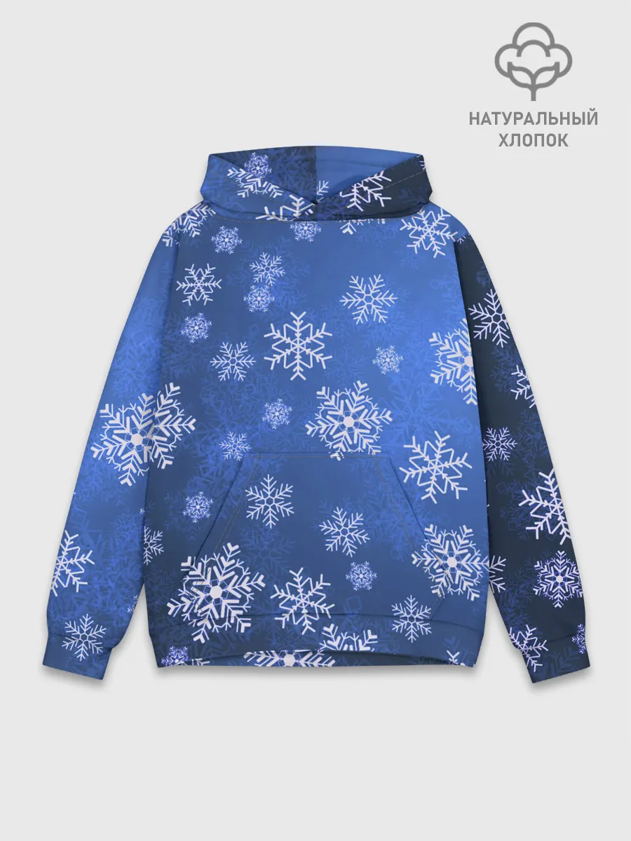 Худи мужской база хлопок / Снежинки.