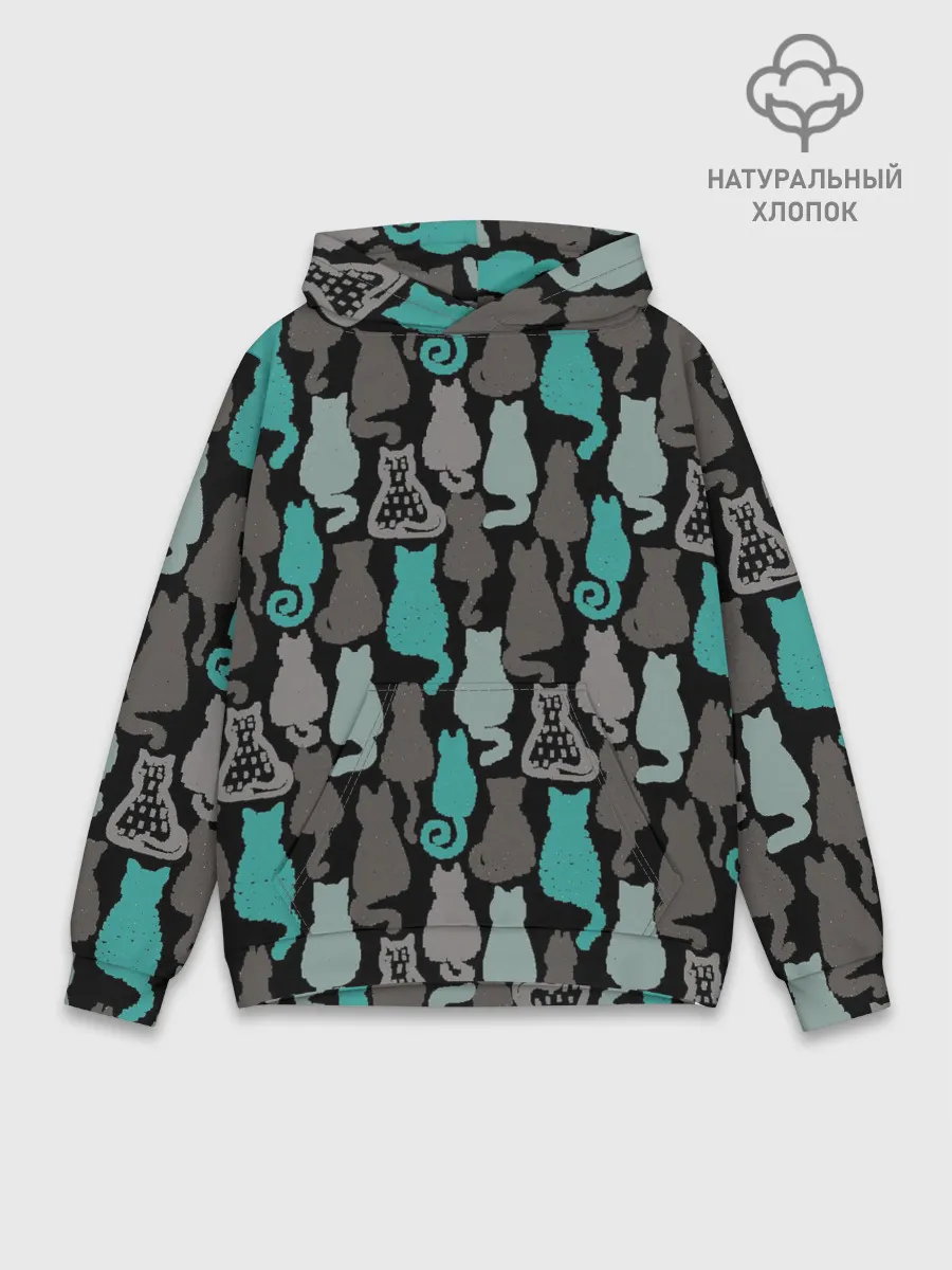 Худи мужской база хлопок / Коты паттерн