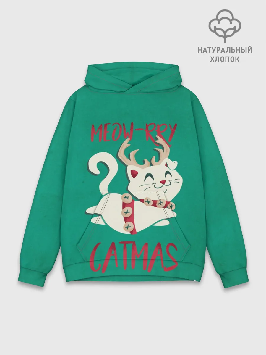 Худи мужской база хлопок / Meow-rry Catmas