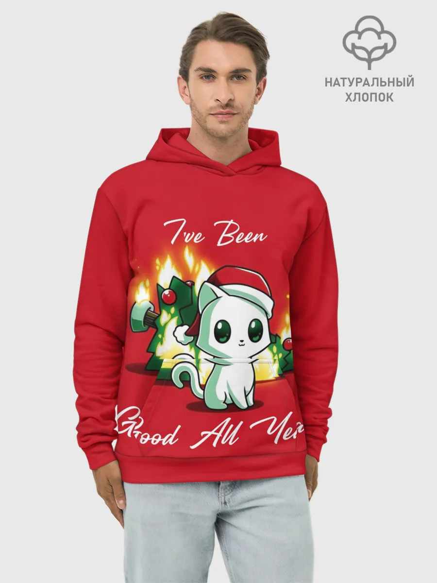 Худи мужской база хлопок / Ive been good all year