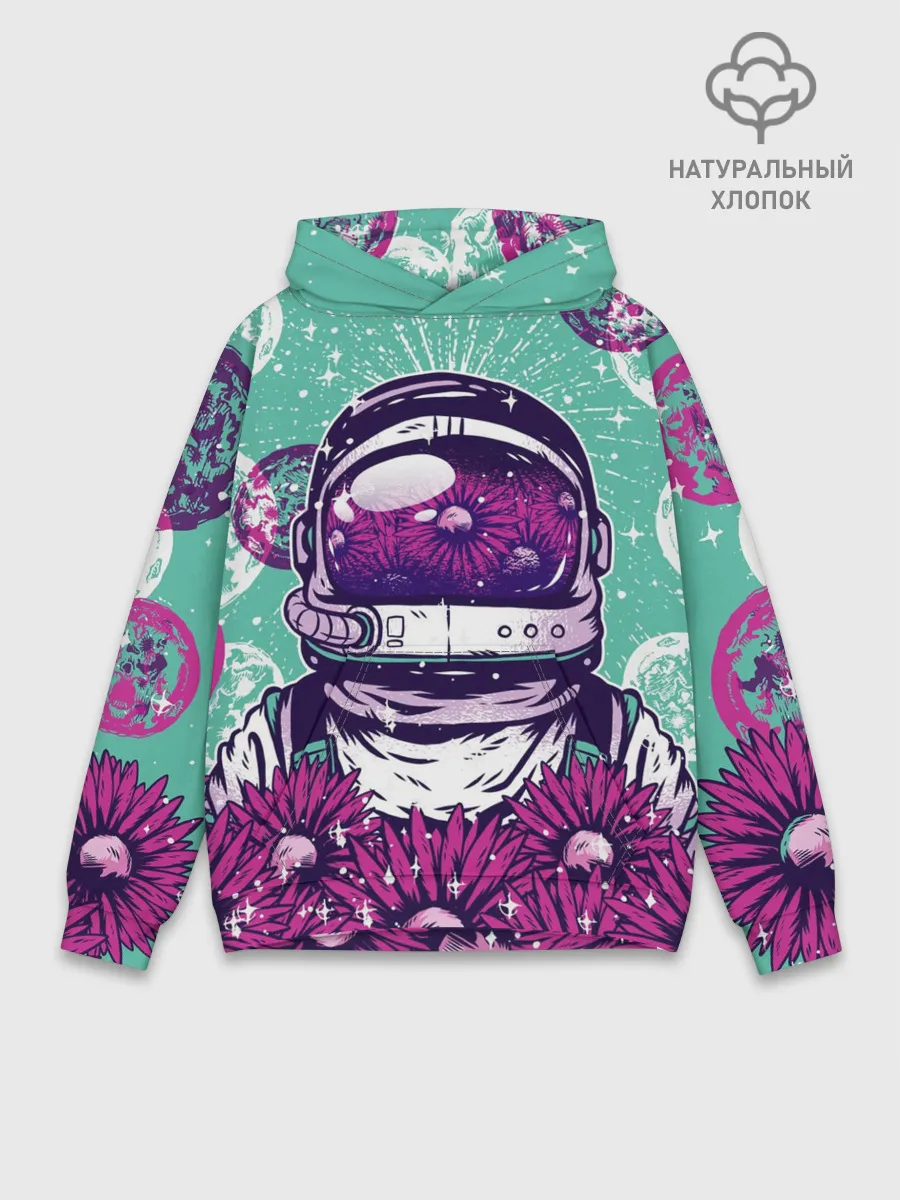 Худи мужской база хлопок / Цветочный Астронавт