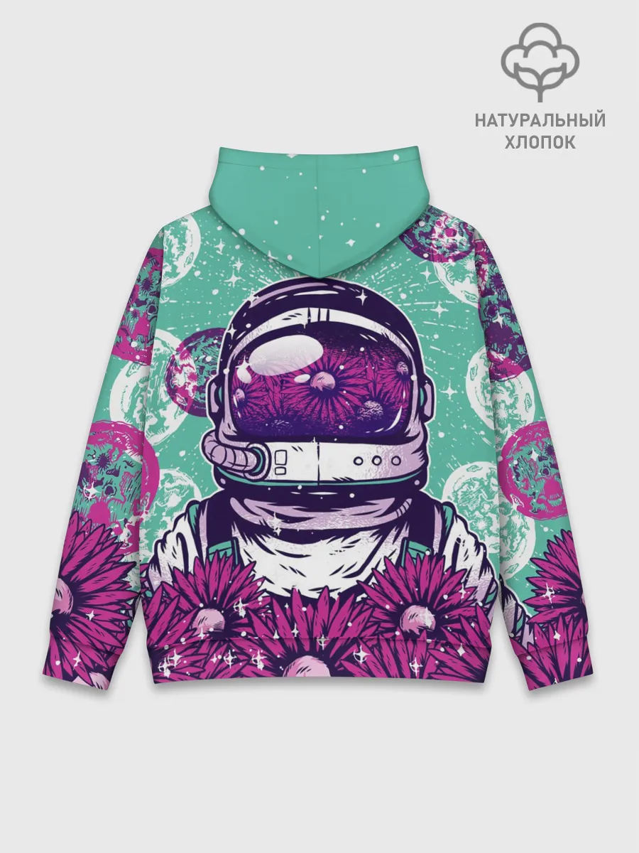 Худи мужской база хлопок / Цветочный Астронавт