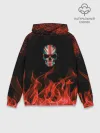 Худи мужской база хлопок / Череп и огонь