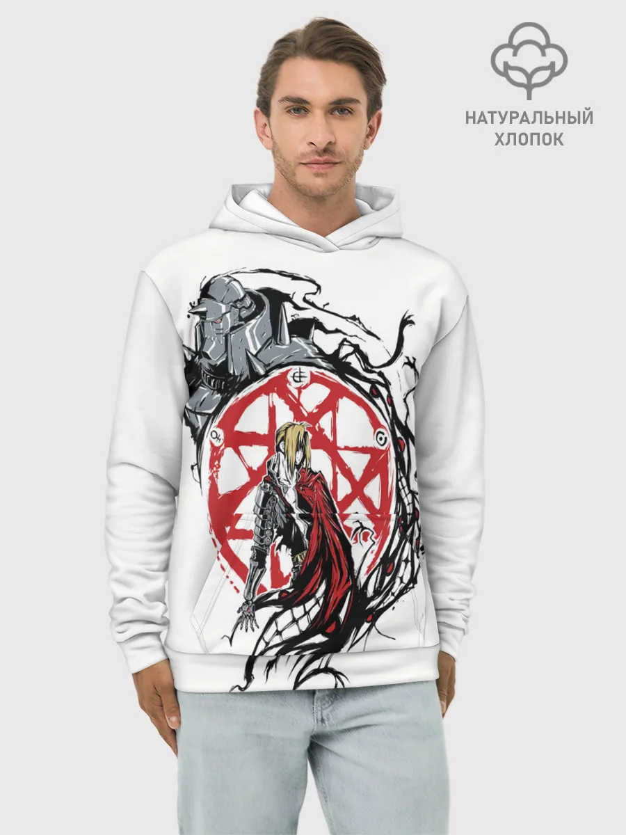 Худи мужской база хлопок / Стальной алхимик