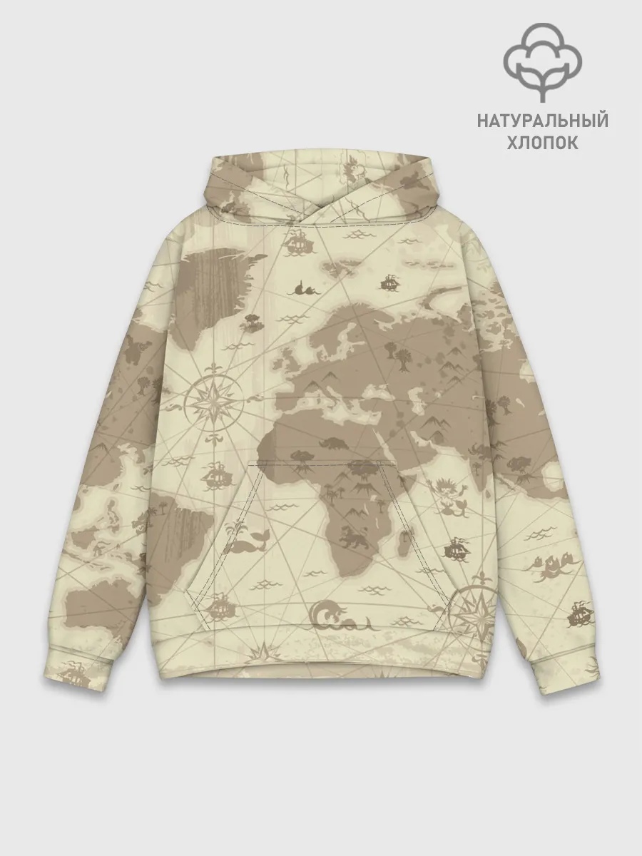 Худи мужской база хлопок / Карта мира