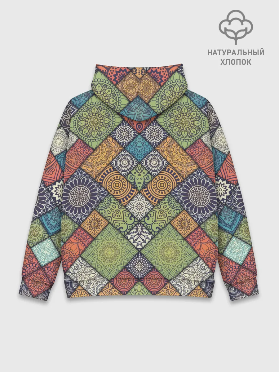 Худи мужской база хлопок / Мандалы лоскутный печворк