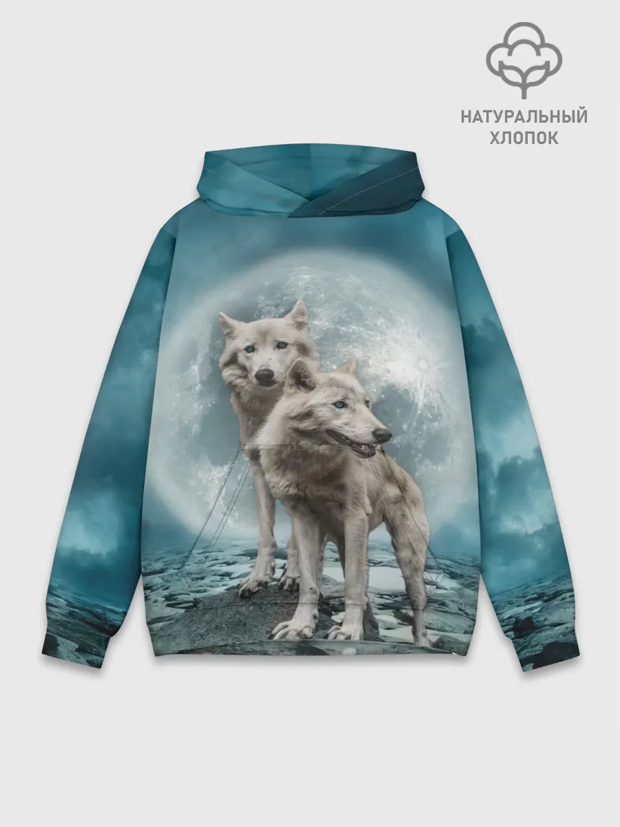 Худи мужской база хлопок / Волки альбиносы