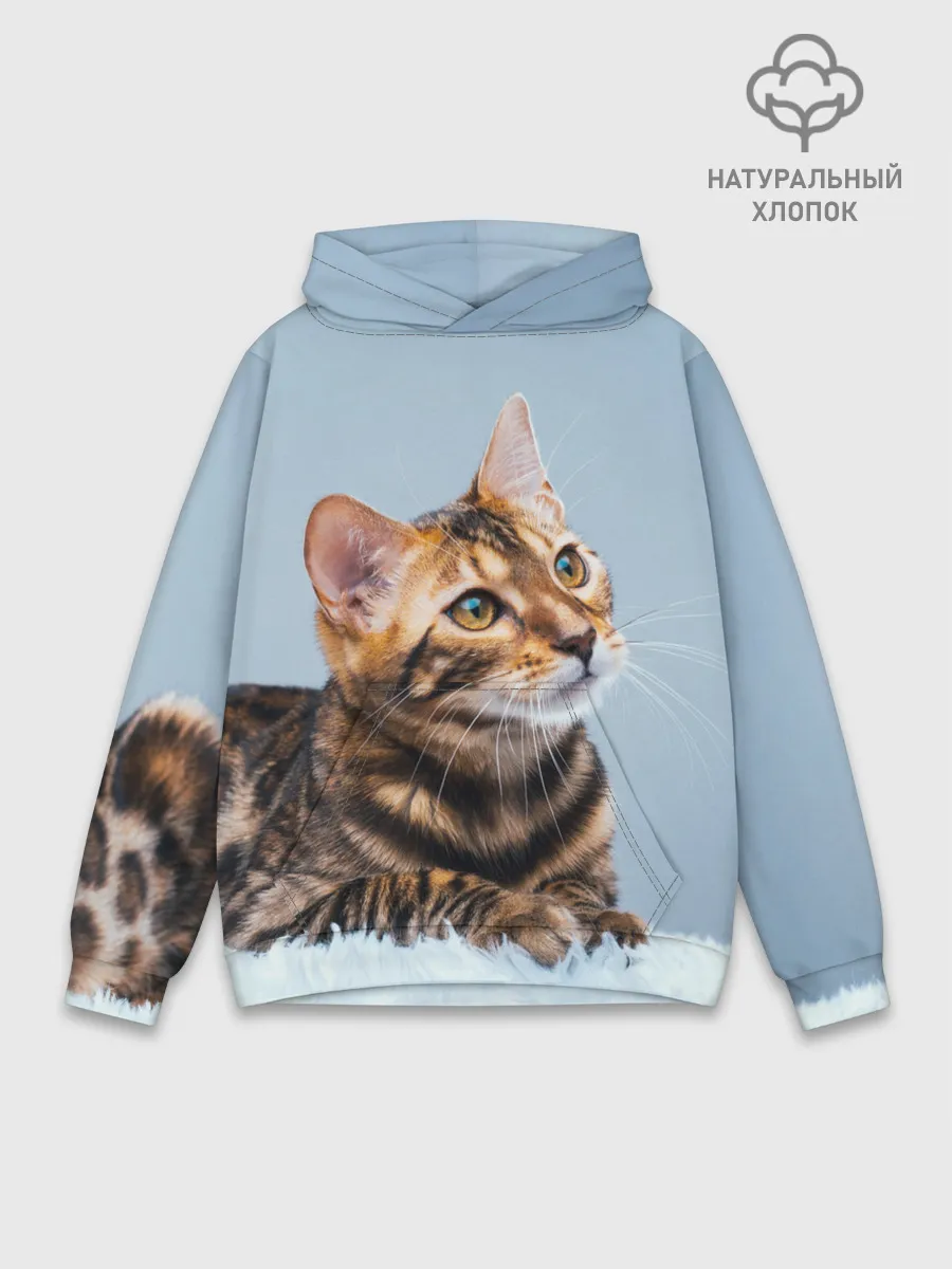 Худи мужской база хлопок / Бенгальский кот