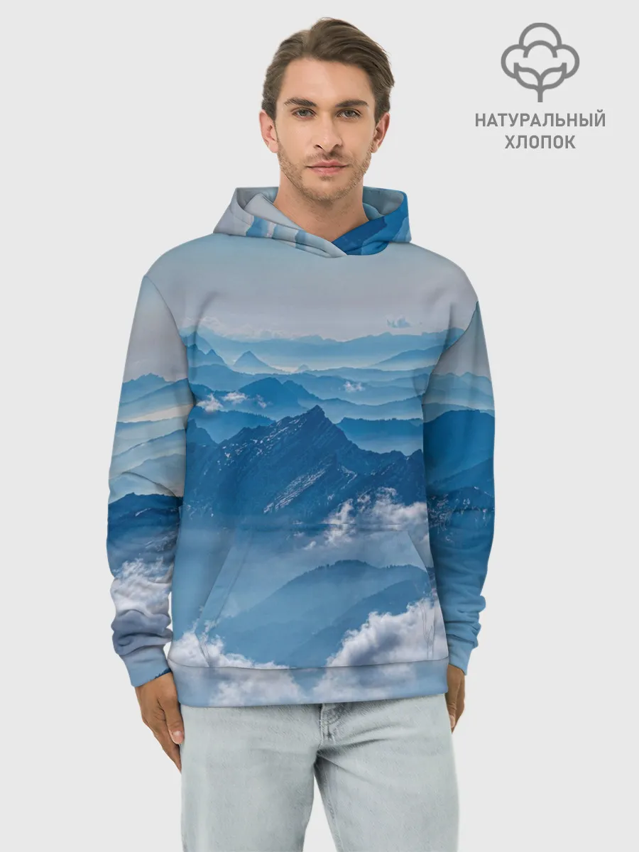 Худи мужской база хлопок / Горы