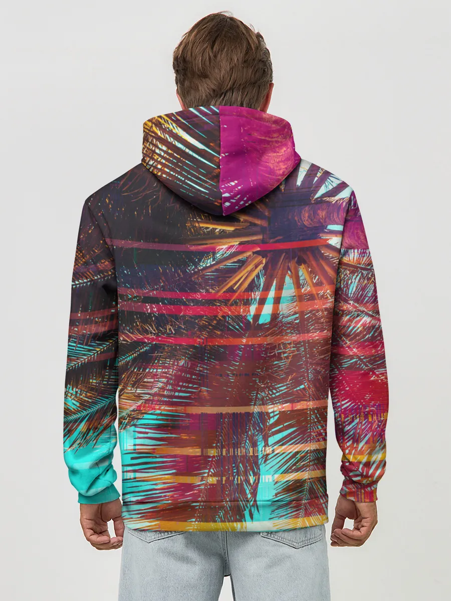 Худи мужской база хлопок / Palm glitch art